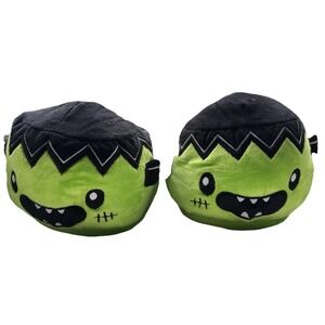 Frankenstein Slippers One Size Green Black Halloween Plush Novelty NEVER WORN